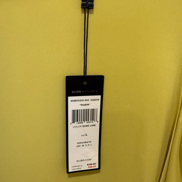 **BCBGMAXAZRIA "Robin" Sleeveless Layered Blouse – Dark Lime, Size L** - Picture 2 of 2